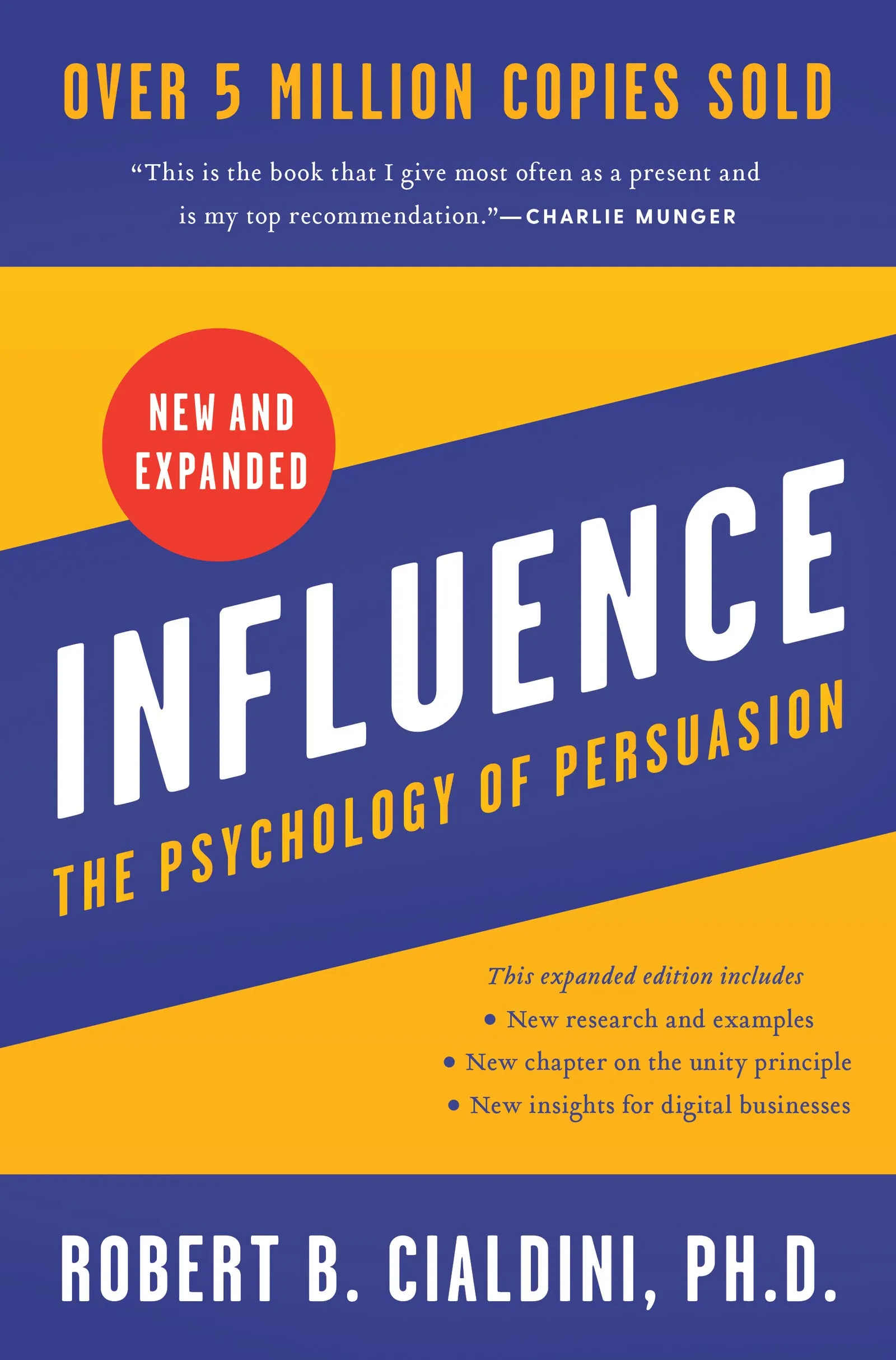 Cover of Influence by Robert B. Cialdini PhD, subtitled "The Psychology of Persuasion", marked New and Expanded and carrying a line reading over 5 million copies sold.