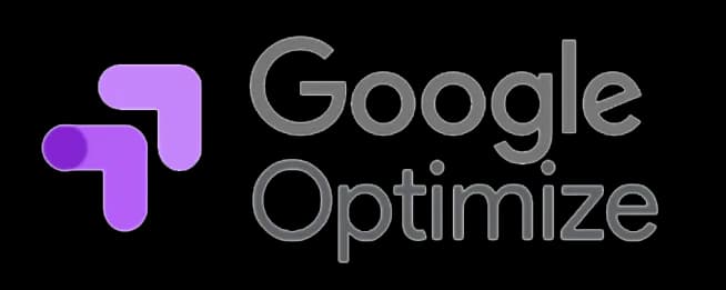 Google Optimize logo, the purple arrow-and-dot mark beside the wordmark.